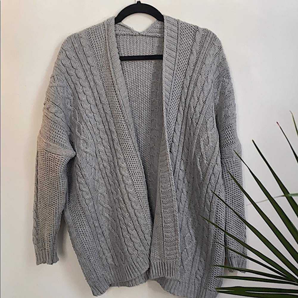 Cozy cable knit sweater cardigan with open front